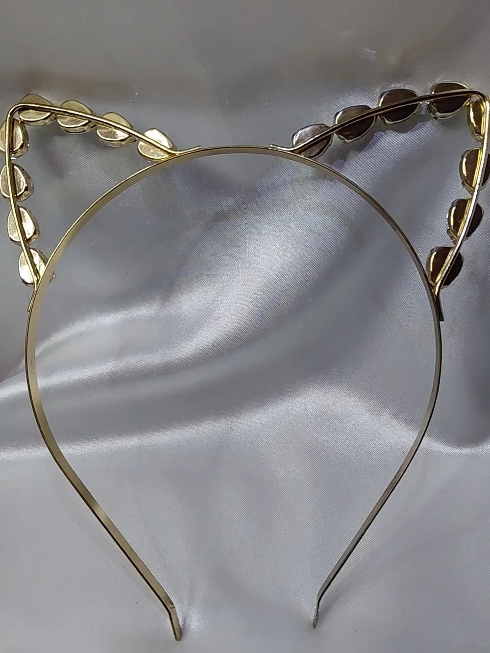NOT FLIMSEY Cat Ear Headband - Gold WITH Iridescent STONES